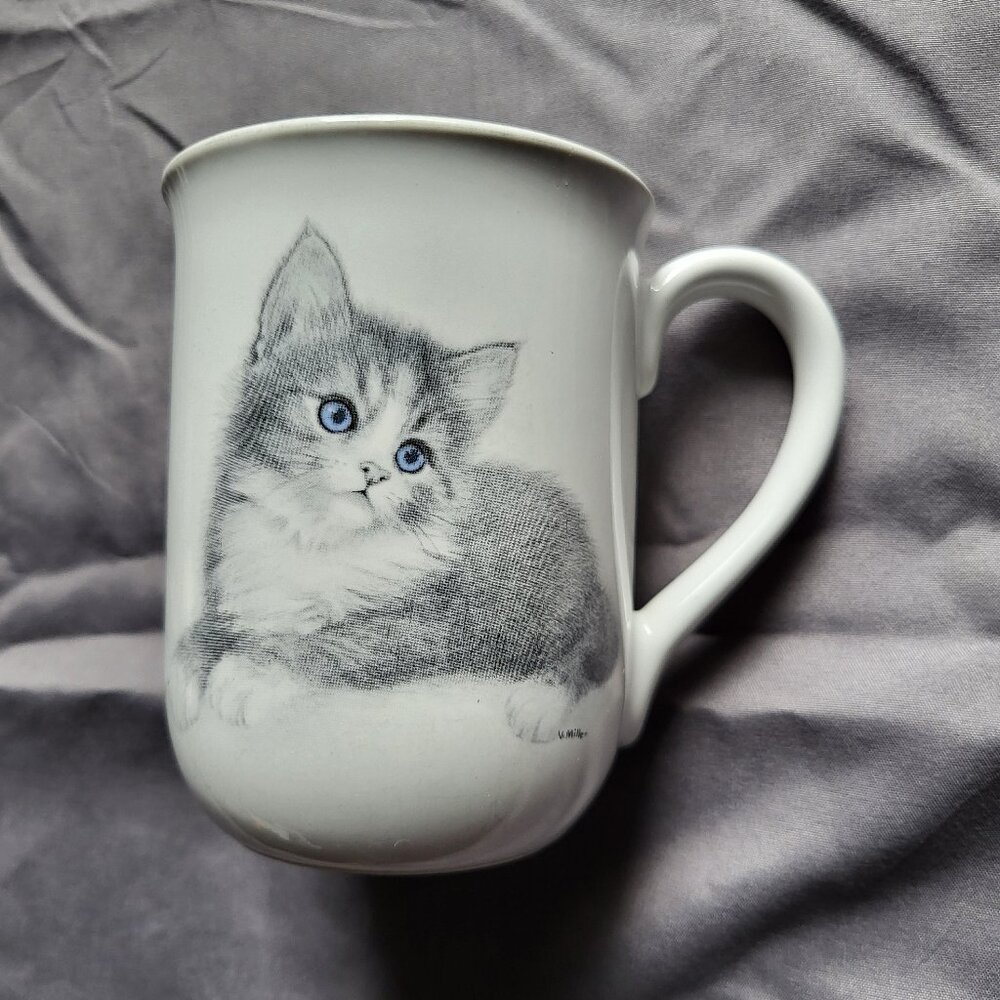 Otagiri Jonah’s Workshop Blue Eyed Kitten Cat Mug Japan V. Miller GUC "BIN A"